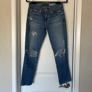 AG Ex-Boyfriend Slim Destroyed Jeans, Size 23